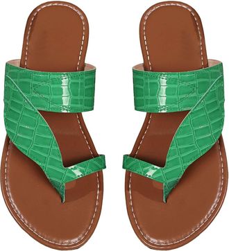 Generic Womens Shoes, Womens Beach Sandals, Hollow Casual Slippers, Flat Shoes, Sandals, Outdoor Shoes, Green, 8.5 UK