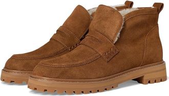 Madewell Rory Lug Loafer Bootie - Suede Shearling Womens Boots Warm Chestnut : 5 M