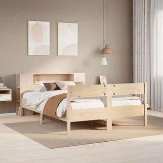 vidaXL Cama Con Estanter&iacute;a Sin Colch&oacute;n Madera Maciza De Pino 135x190cm Vidaxl