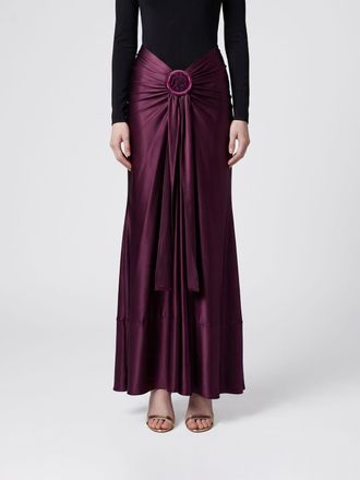 Paco Rabanne Pencil Midi Skirt in Draped Jersey with High Waist
