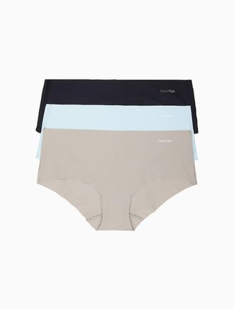 Calvin Klein Womens Invisibles 3-Pack Hipster - Neutral - S