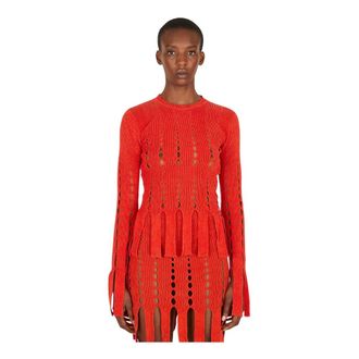 AMBUSH Round-neck Knitwear, female, Red, Size: M Knit Cut Out Top