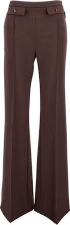 Elisabetta Franchi Broeken, Dames, Rood, L, Leer, Double Crepe Broeken