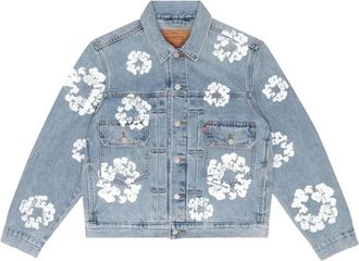 Denim Tears x Denim Tears wreath embroidered denim jacket - Blue