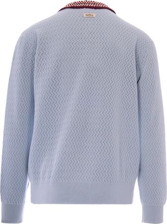 Dr&ocirc;le de Monsieur Mens Polo Shirt Traforata D Mirror Light Blue Cotton T-shirts And Polos