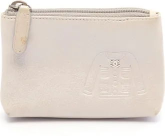 Chanel Silver Leather Coin Purse/Coin Case (Pre-Owned)