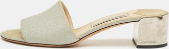 Jimmy Choo London Silver Glitter Joni Slide Sandals
