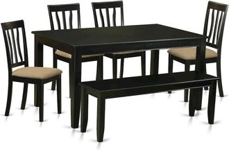East West Furniture DUAN6-BLK-C 6 Pc Kitchen nook Dining set - Dinette Table and 4 Kitchen Dining Chairs in addition to Bench