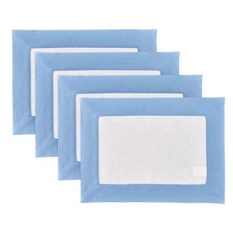 Solino Home Linen Placemats - Contempo, 14 x 19 in Cornflower Blue And White at Nordstrom, Size Medium