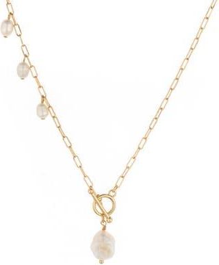 Ettika Cultured Freshwater Pearl Charm Toggle Necklace in Gold at Nordstrom Rack
