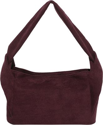 Generic Faux Suede Shoulder Bag Hobo Bags Commute Bag for Women Shopping (Wine Red)