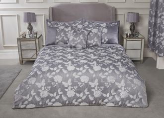 Emma Barclay Butterfly Meadow - Embellished Jacquard Duvet Set in Silver - Super King - Emma Barclay | TJ Hughes