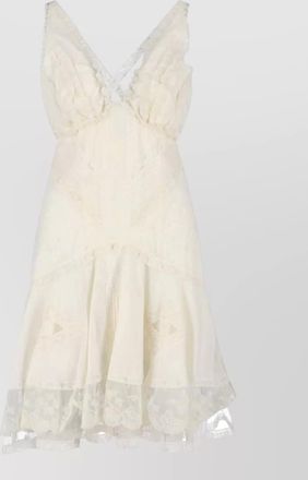 Ermanno Scervino dress v neck sleeveless tiered skirt lace