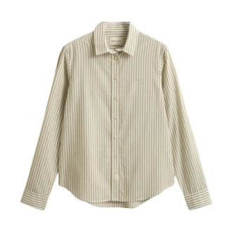 GANT Shirts, female, Beige, Size: XL Camicia classica in popeline a righe