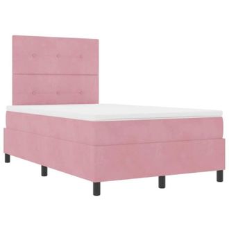 vidaXL Cama Box Spring Led Con Cabecera Rosa 120 X 200 Cm Terciopelo Vidaxl