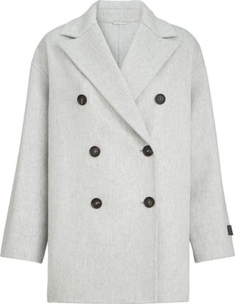 Brunello Cucinelli Cashmere double beaver cloth pea coat in Light Grey at Nordstrom, Size 42 It