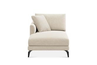 Castlery Lena Left Chaise Sofa Customized, Cream Performance Linen Weave, Matte Black Legs, Spill Resistant, Removable Covers for Sofas, Castlery