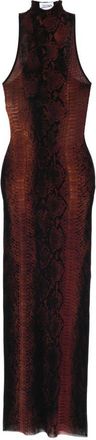 Jean Paul Gaultier High-Neck Midi Dress With Snake Print In Silk And Nylon