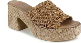 National Comfort Callela Platform Slide Sandal in Brown Fabric at Nordstrom, Size 10Us