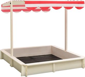 vidaXL Vidaxl - Arenero Con Tejado Ajustable Madera Abeto Blanco Y Rojo Uv50
