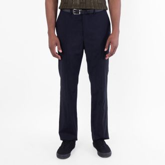 Fendi Mens Straight Leg Wool Trousers, Brand Size 50 (Waist Size 34)