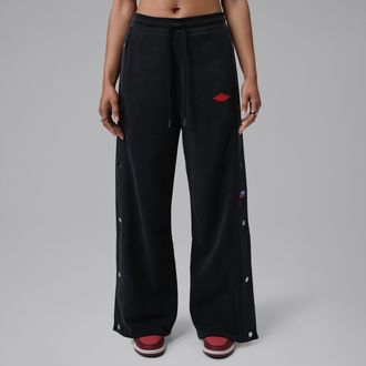 Nike Jordan Womens Jordan Flight Fleece French Terry Snap Pants in Black | IM6983-010