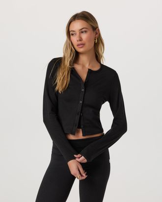 Vuori Clothing Halo Cardigan 2.0 | Black Heather | XS, Size Extra Small