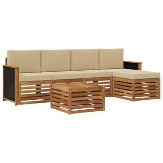 vidaXL Conjunto De Sof&aacute;s De Exterior Con Coj&iacute;n 6 Pcs Natural Y Beige Vidaxl