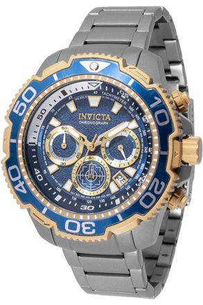 Invicta TI-22 49496 Herenhorloge - Quartz Uurwerk - Titanium met Blauwe Wijzerplaat - 48 mm