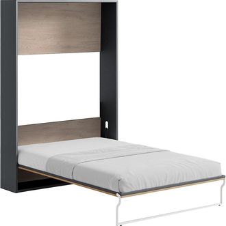Vente-Unique Cama abatible 140 x 200 cm - Apertura vertical manual - Colores: Natural y antracita - MALI