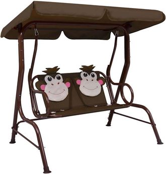 vidaXL Banco Balanc&iacute;n Para Ni&ntilde;os Tela Marr&oacute;n 115x75x110 Cm Vidaxl