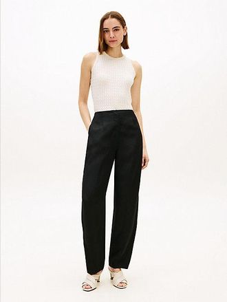 Tommy Hilfiger Linen Blend Barrel Leg Ankle Trousers