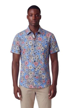 Lords of Harlech Tropical Mix Mens Printed Button Up Shirt in Tropical Mix Royal at Nordstrom, Size X-Small