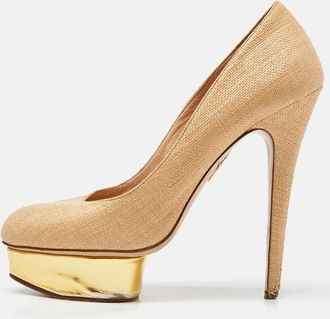 Charlotte Olympia Light Brown Raffia Dolly Pumps