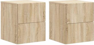 vidaXL Mesita De Noche De Pared 2 Uds. Roble Sonoma 33 X 34,5 X 40 Cm Vidaxl