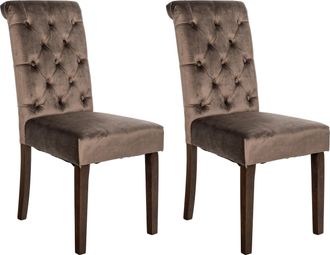 Clp Clp - Set De 2 Sillas De Comedor Lisburn En Tela O Terciopelo Marr&oacute;n Terciopelo