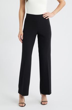 Anne Klein High Waist Pull On Wide Leg Pants in Anne Black at Nordstrom, Size Xx-Small