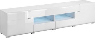 Petits Meubles Mueble TV 2 puertas 2 cajones 208 cm estratificado Blanco