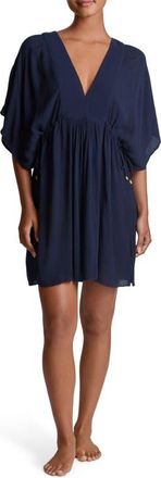 Lauren Ralph Lauren Crinkled Cover-Up Tunic in Dark Navy at Nordstrom, Size X-Large