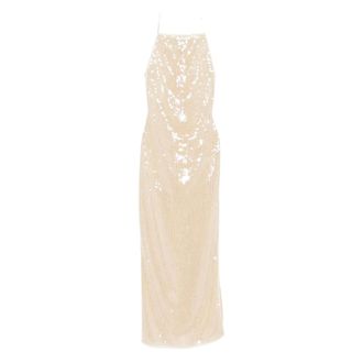 Os&eacute;ree Kleedjes, Dames, Beige, M, Pailletten, Marylin Maxi-jurk met Pailletten