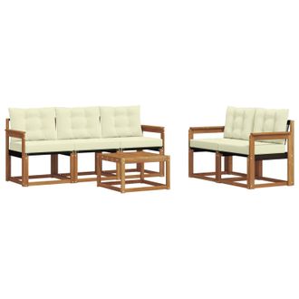 vidaXL Conjunto De Sof&aacute;s De Exterior Con Coj&iacute;n 6 Pcs Natural Y Crema Vidaxl