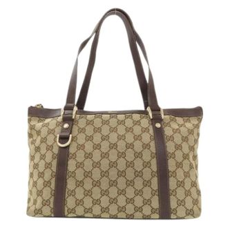 Gucci Pre-owned Tote Bags, female, Brown, Size: ONE SIZE Pre-owned Canvas Tote Bag
