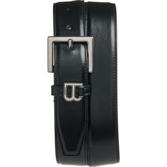 Balenciaga Hourglass Leather Belt in 1000 Black at Nordstrom, Size 105