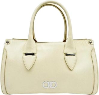 Ferragamo Pre-owned Gancini Tote Bag - Dames - Vintage Handtas - Beige - ONE Size - Leer - Vintage