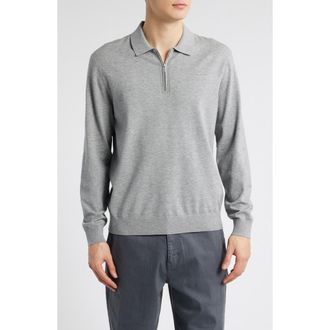Theory Long Sleeve Quarter Zip Polo Sweater in Melange Gray at Nordstrom Rack, Size Xx-Large