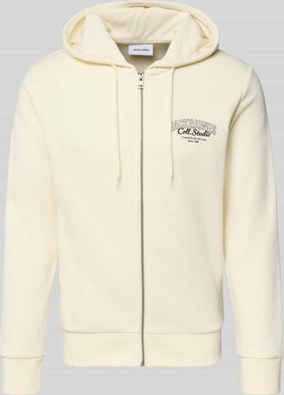 Jack & Jones Jack & Jones Sweatjacke mit Kapuze und Label-Print Modell MAKOTO in Offwhite, Größe XL