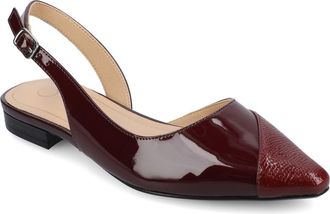 Journee Collection Daphnne Cap Toe Slingback Flat in Oxblood at Nordstrom Rack, Size 6.5