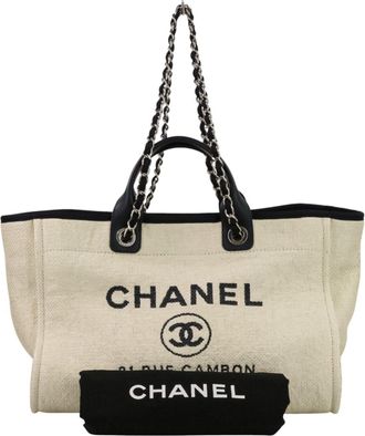 Chanel Navy White Tote Bag (Pre-Owned)