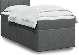 vidaXL Cama Box Spring Individual Con Colch&oacute;n Tela Gris Oscuro Vidaxl