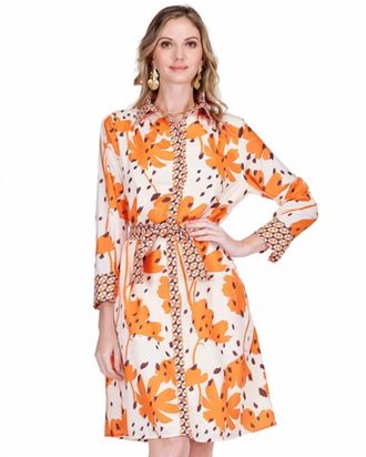 Jade Yoga Contrast Midi Shirtdress In Wild Ember